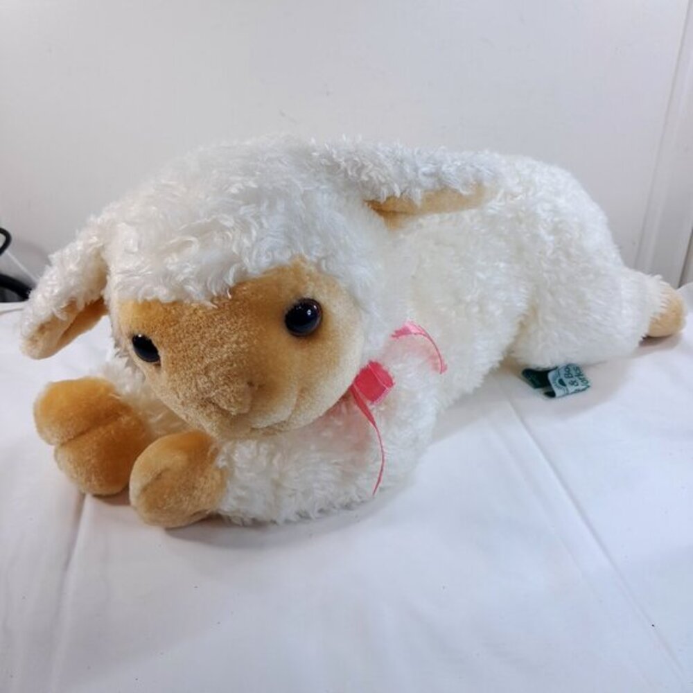 Bath & Body Works Plush Lamb Sheep‎ White Pink Bow Lambie Stuffed Animal Vintage